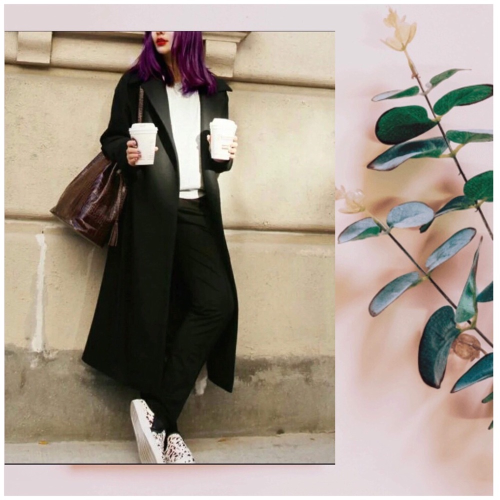 ZARA CASHMERE & WOOL/LONG TWEED COAT/TRENCH COAT
